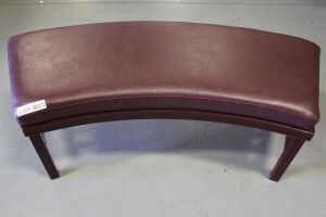 BURGUNDY HALF MOON SHAPED METAL BENCH