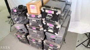 1 SKID OF 9.5' X 12' MISC. PROJECTION SCREENS, FRAMES & DRESS KITS